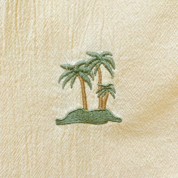 Vintage Butter Yellow Camp Collar Button Up Short Sleeve Shirt Prep Coastal Boho - Picture 6 of 11